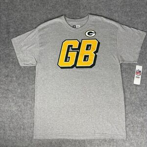 Green Bay Packers Men's NFL Team Apparel SS T-Shirt Gray Cotton Blend Sz L New